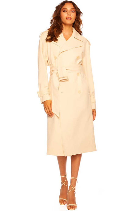 Susana Monaco Trench Coat in Belgian Creme. Done in their signature stretch fabric. A classic Trench Coat - shop Paula & Chlo
