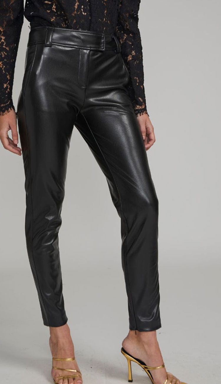 Vegan Leather Biker Trousers - Black