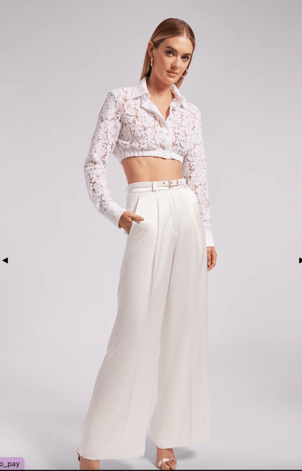 Alexia Satin Pants in White Satin - by Generation Love shop Paula & Chlo front view