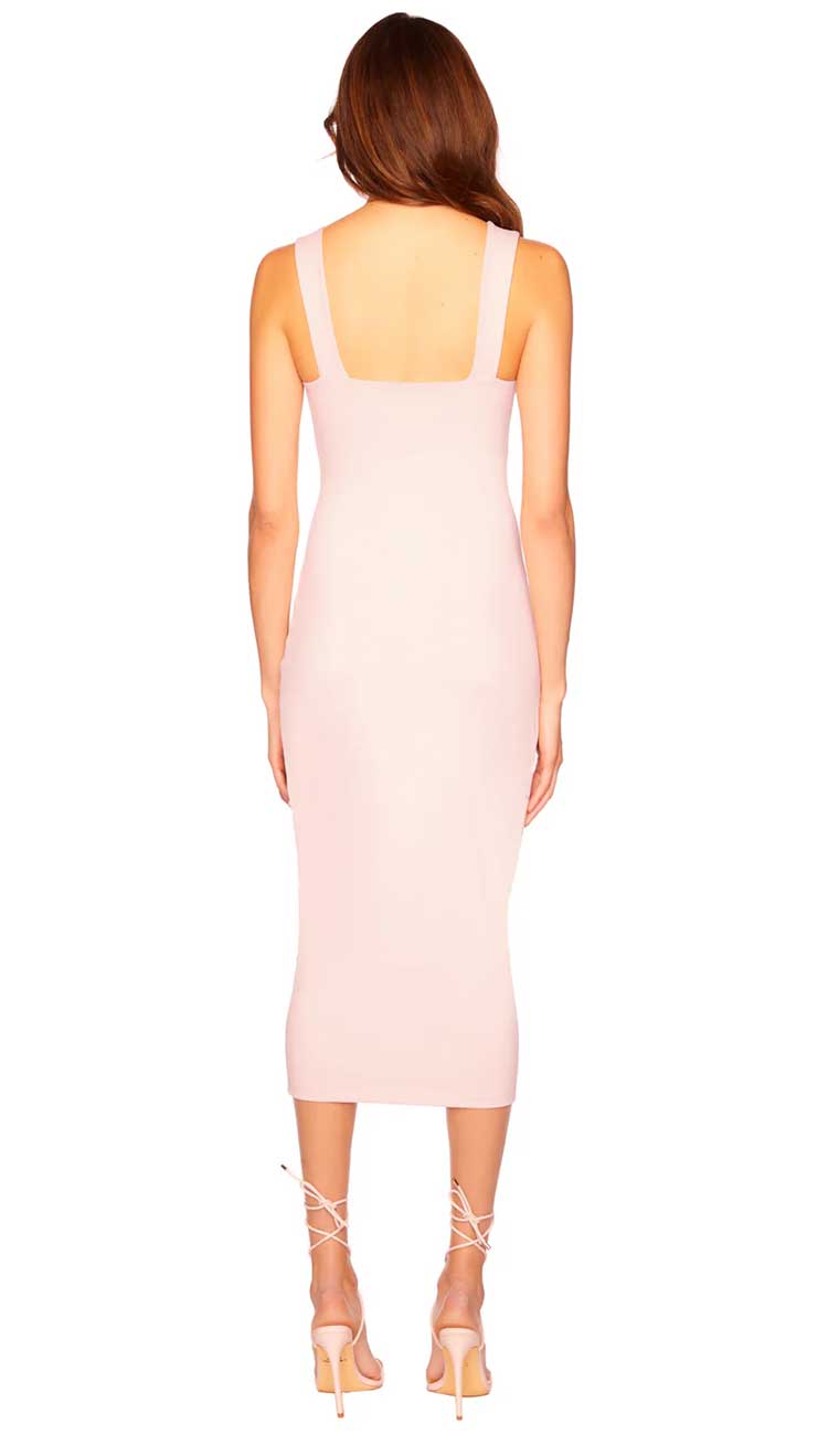 aNGLED STRAP TOP MIDI DRESS BACK VIEW