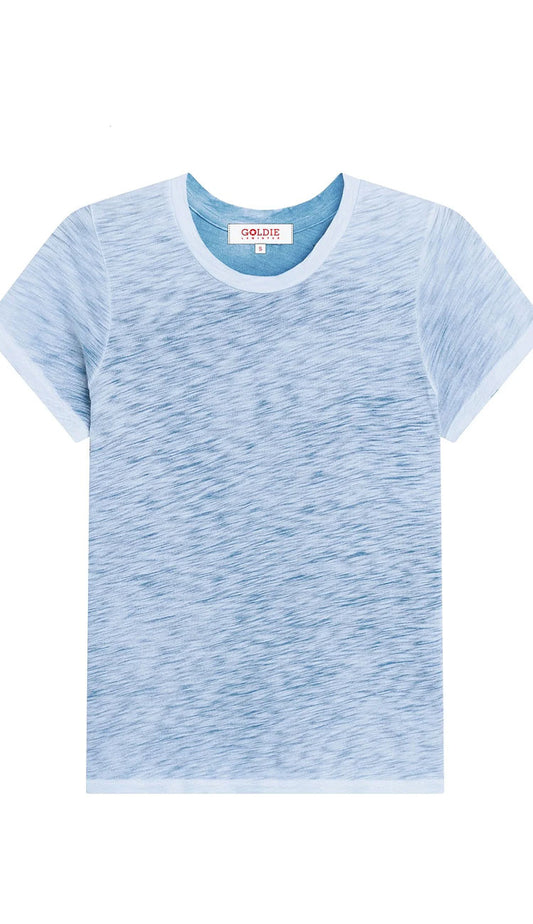 Costal sunwash Light blue t-shirt by goldie on a white background