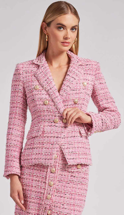 Eliza Tweed Jacket in Pink Melange by Generation Love front view at Paula & Chlo