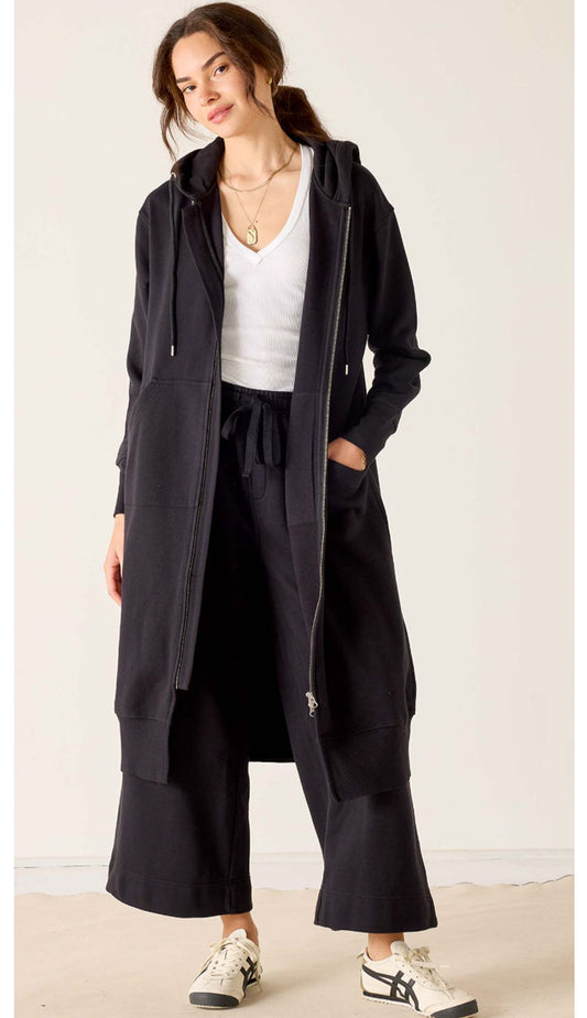Frenchie Full Zip Maxi Hoodie - Black