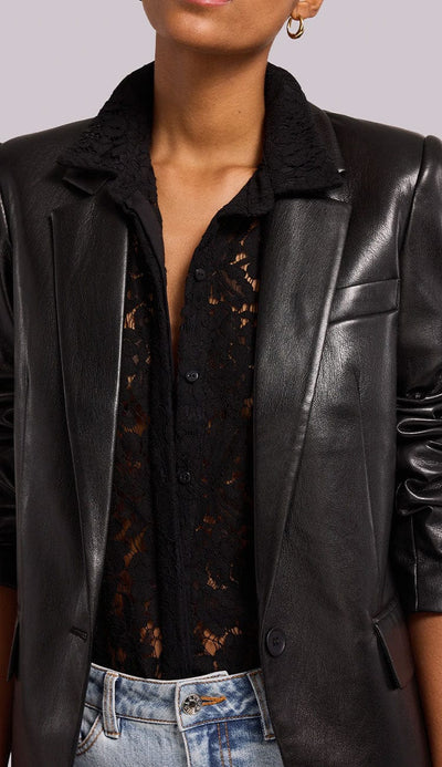 milan vegan leather blazer detail view - generation love at paula and chlo
