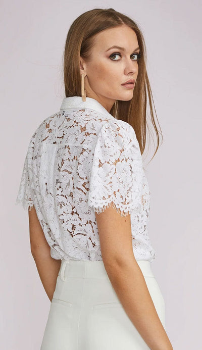 Murphy lace shirt in white back view by Generation Love at Paula and Chlo