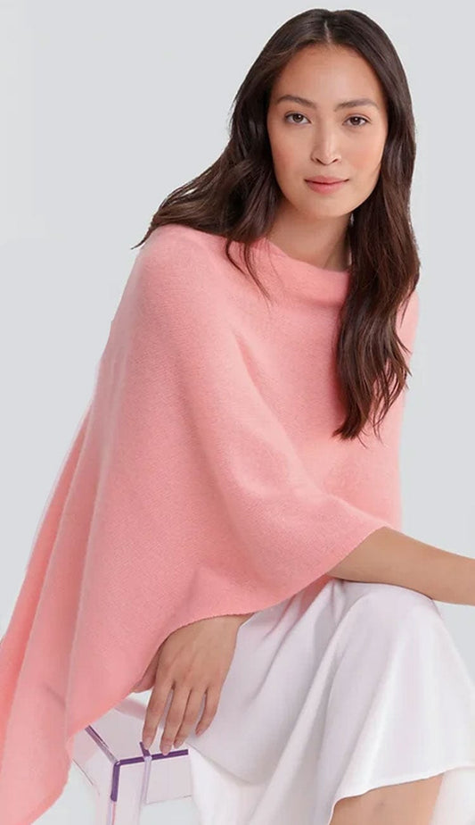 Alashan cashmere dress topper poncho in nectar, lightweight one-size wrap with draped silhouette.