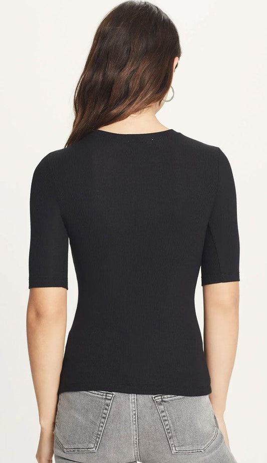 goldie tees Ribbed tee in black back view - Paula & Chlo