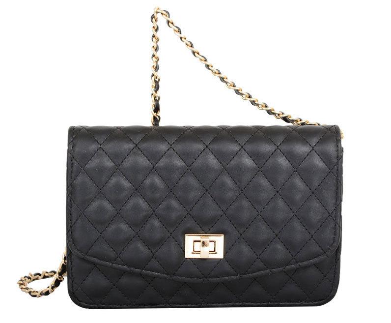 Amanda Quilted Crossbody Bag -Black