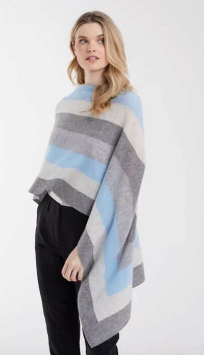 Winter stripe topper in skyline by Claudia Nichole an Alashan Cashmere Company. Wear it 4 different ways. Makes the perfect gift.