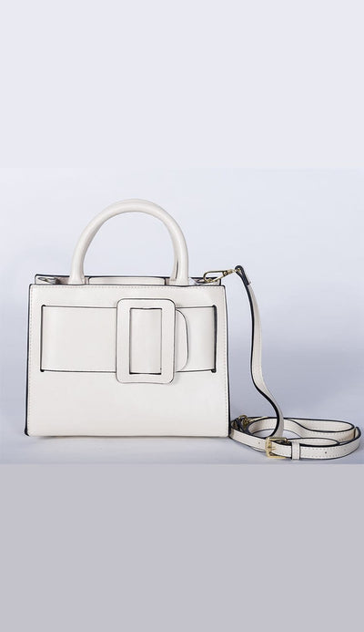 carl handbag in white full view by inzi