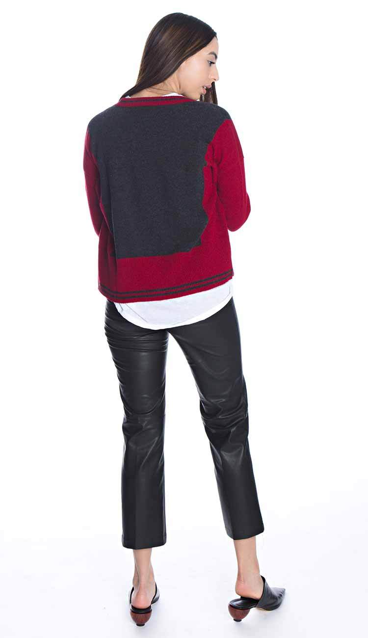 Two Tone V-Neck Cashmere Cardigan by Autumn Cashmere full view