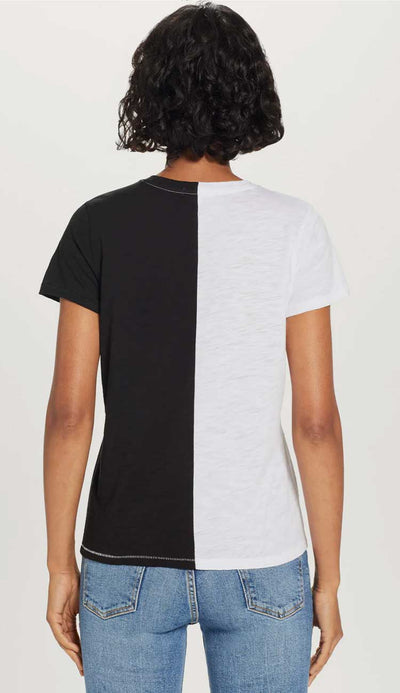 Color Pop Tee in black and white back view by goldie - Paula & Chlo