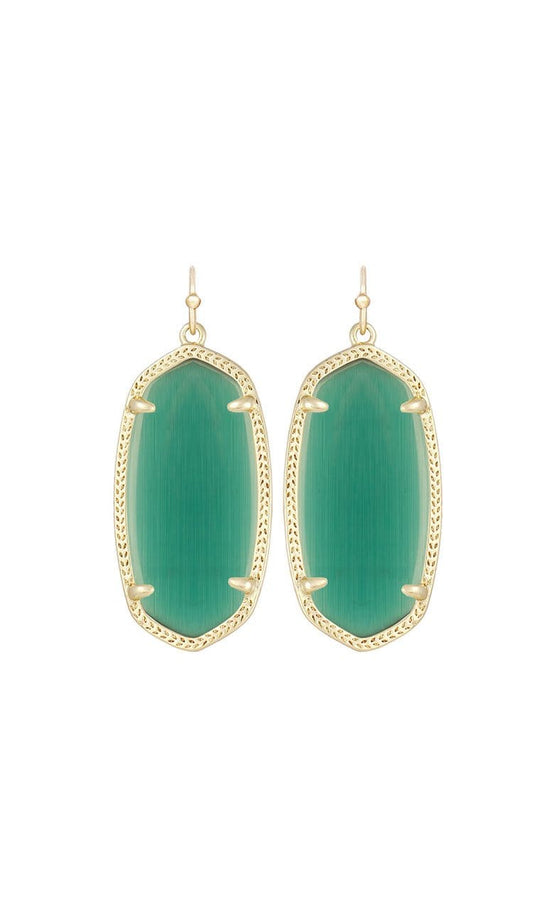 kendra scott elle emerald cats eye earrings with gold