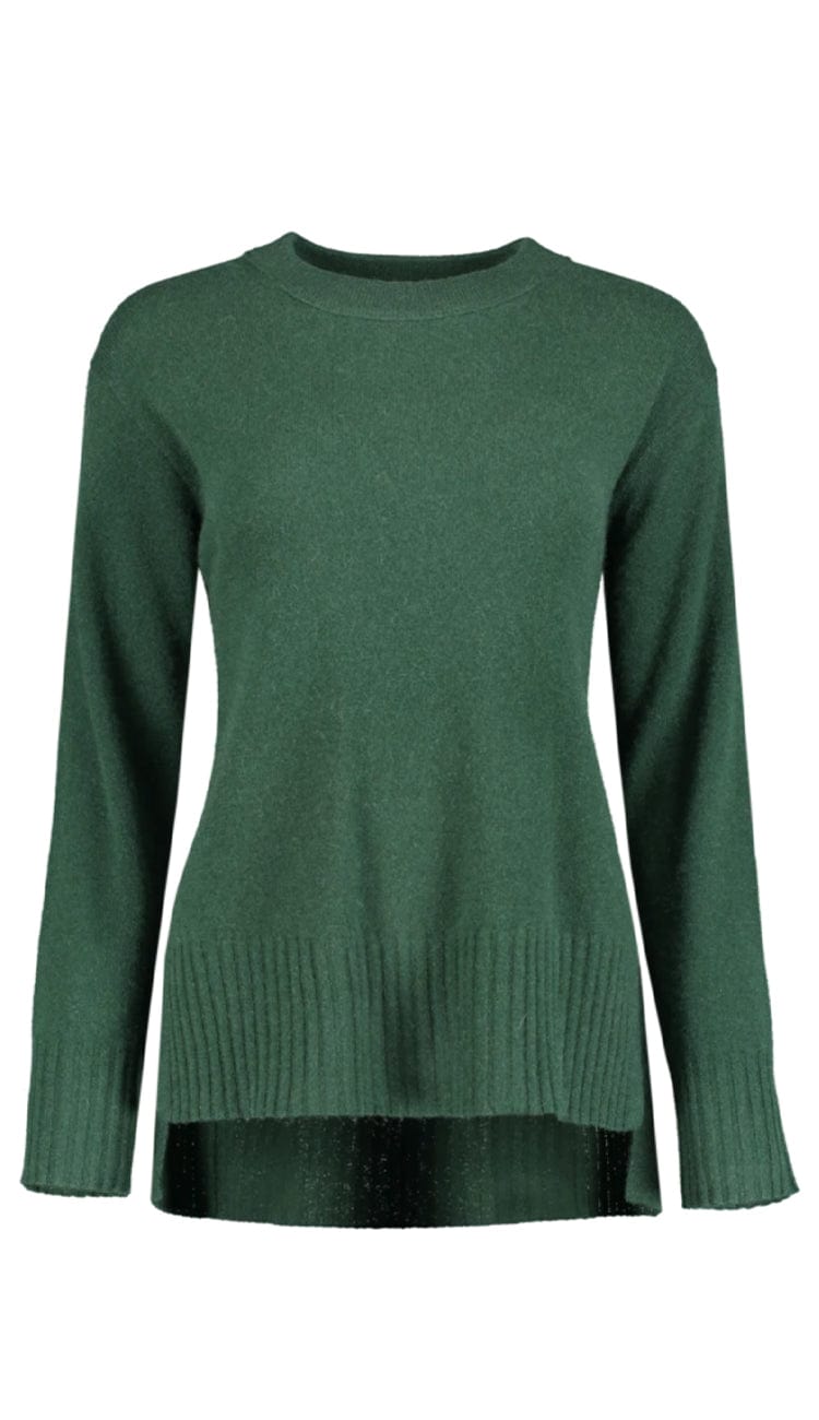 green cashmere crewneck sweater