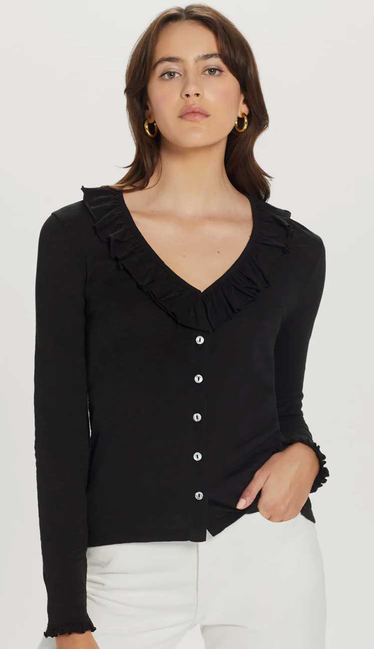Goldie Amour Ruffle Shirt in Black - Elevate Your Style | Paula & Chlo