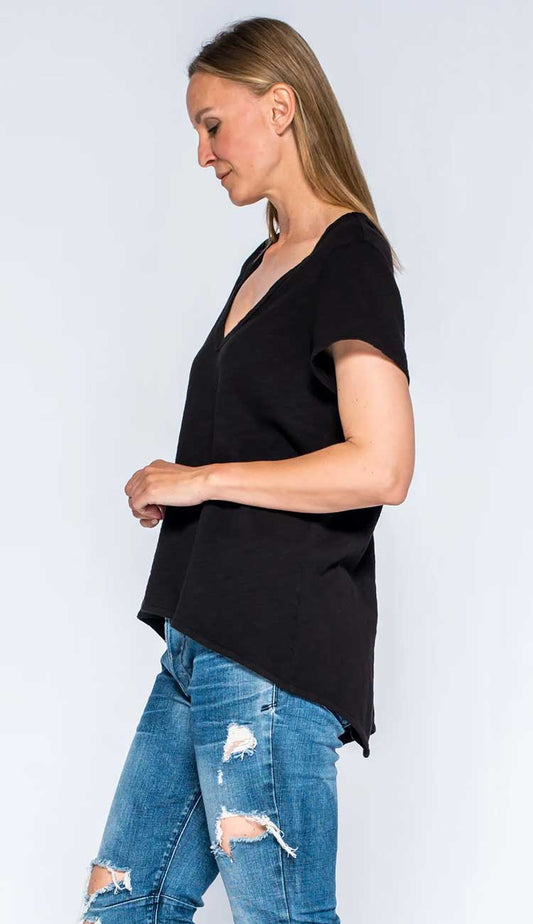 Wilt's Sexy Shrunken Deep V Tee side view.