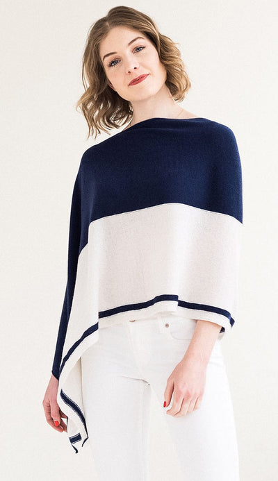 split color topper in navy and white - claudia nichole cashmere 