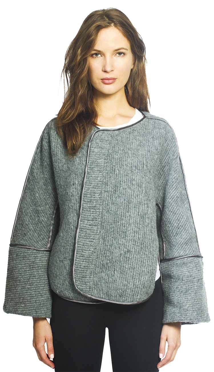 tatiana wool cape coat by garbe luxe view 2 in charcoal