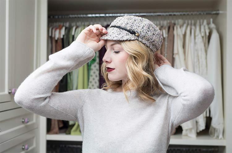 Woman wearing a Eugenia Kim Hat 