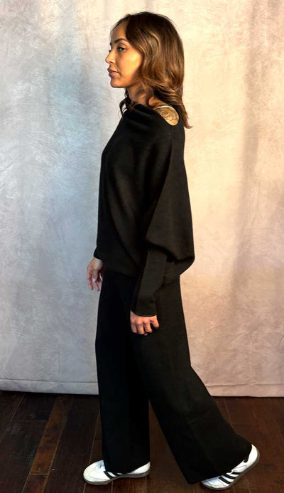 Milio Millano Viscose Knit Flared Pant - Classic Black