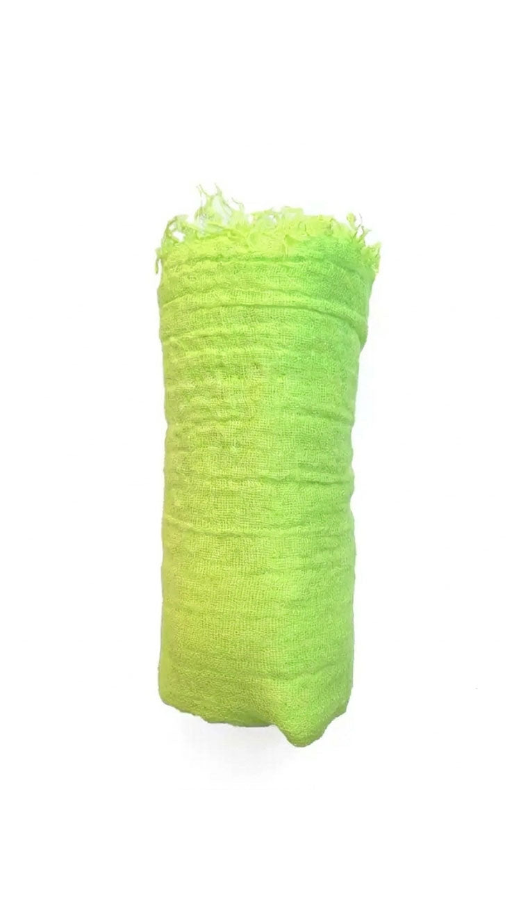 neon yellow boho scarf on white background