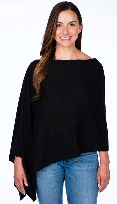 Black Trade Wind Cashmere Blend Dress Topper Poncho by Alashan Cashmere