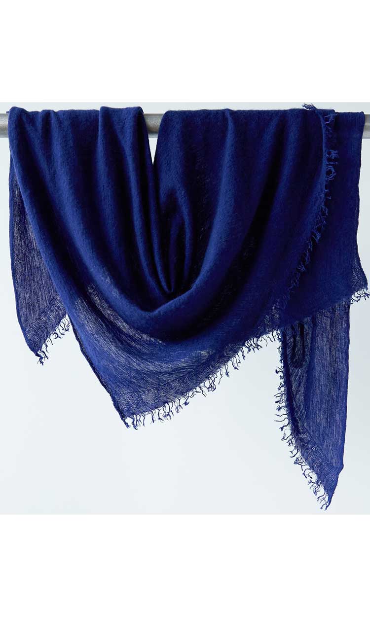 Beautiful Blueberry Mini Grisal Scarf - 100% cashmere mini scarf from Japan at Paula & Chlo