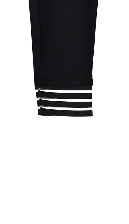 Raffaello Rossi Candy Pant Future in black, women’s slim jogger pant mesh ankle detail