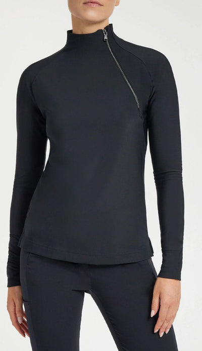 The Cozy Lessie Pullover by Anatomie in black with an asymmetrical design- at Paula & Chlo