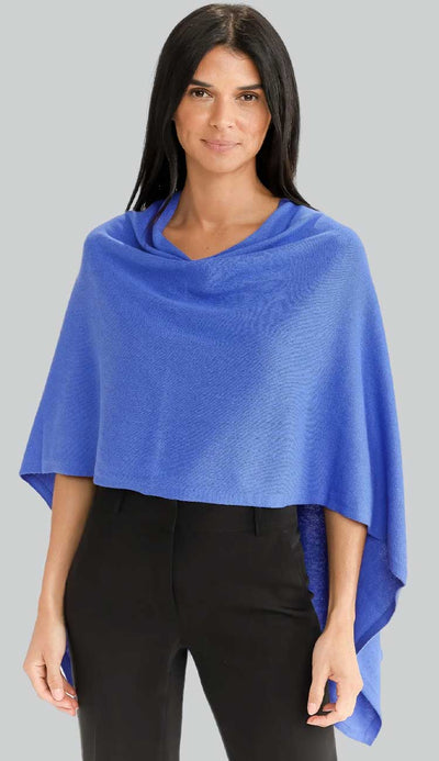 Cruise Blue Trade Wind Cashmere Blend Dress Topper Poncho by Alashan Cashmere