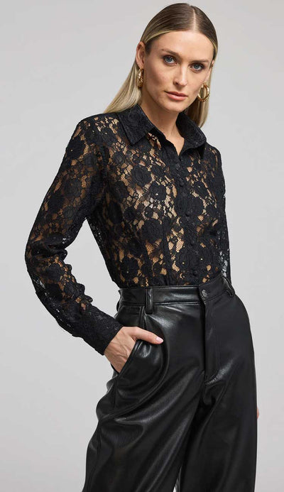 Delania Lace Blouse in black by Generation Love at Paula & Chlo