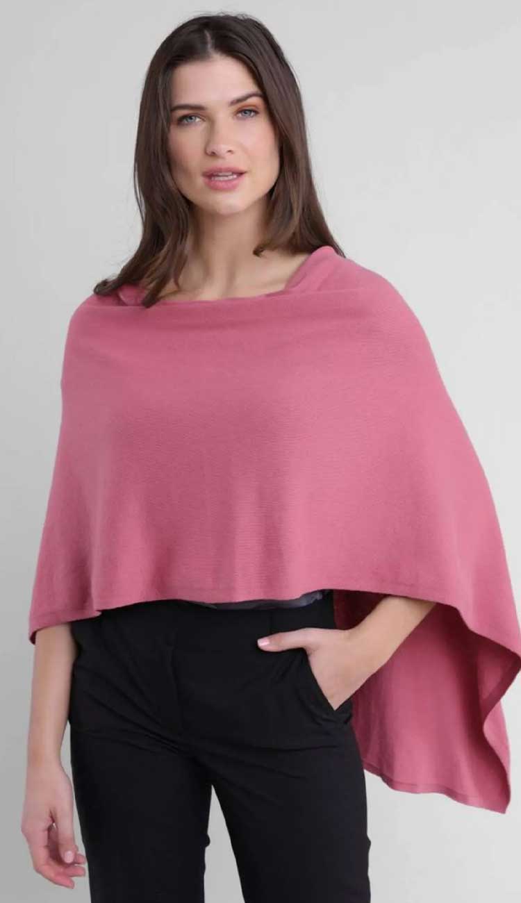 Dusty Rose Trade Wind Cashmere Blend Dress Topper Poncho by Alashan Cashmere