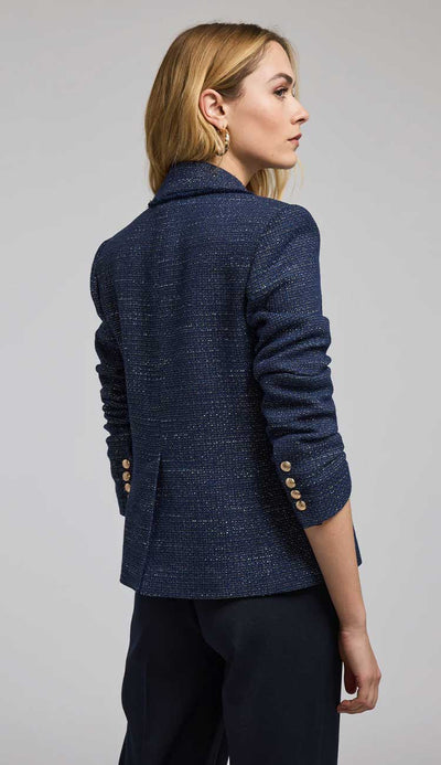 Eliza Tweed Navy and Gold Blazer by Generation Love - Paula & Chlo 
back view