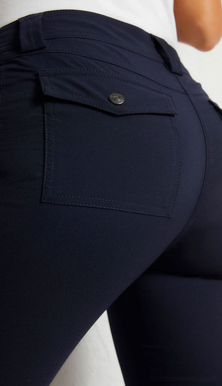 Kate Cargo Pants in Ultra lightweight fabric by Anatomie in Navy back view close up - shop Paula & Chlo