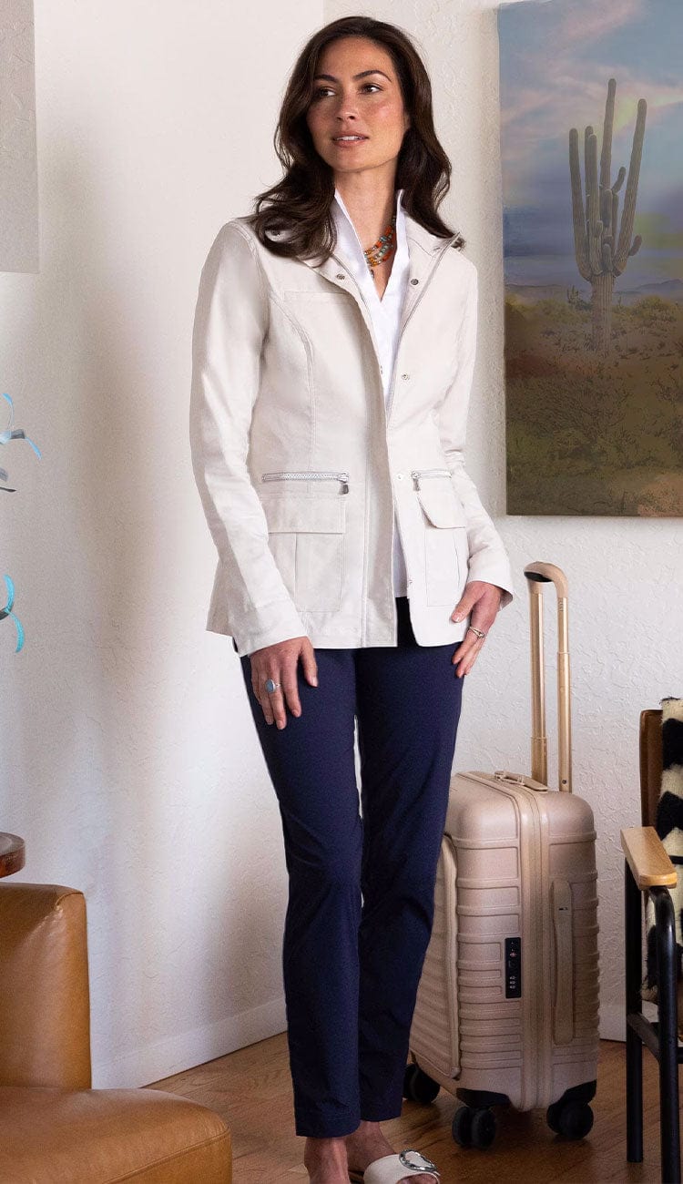 Kenya Safari Jacket Stone by Anatomie - the best travel jacket | Paula & Chlo Lifestyle Image