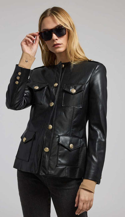 Larsine Vegan Leather Blazer in Black by Generation Love. This is the jacket you need in your wardrobe. Paula & Chlo