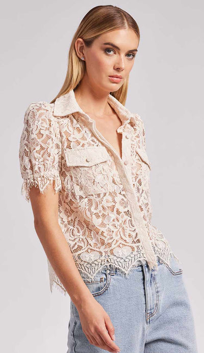 Mina Lace Shirt in French Beige by Generation Love at Paula & Chlo