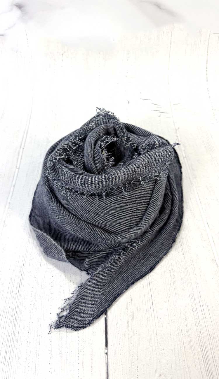 navy and white microstripe scarf on a white background