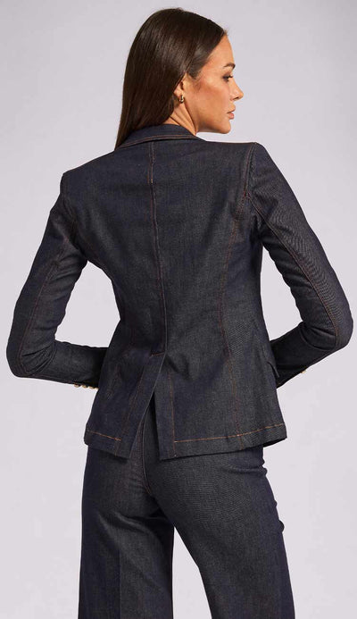 Ollie Sheen Denim Blazer by Generation Love shown with matching pants back view | Paula & Chlo