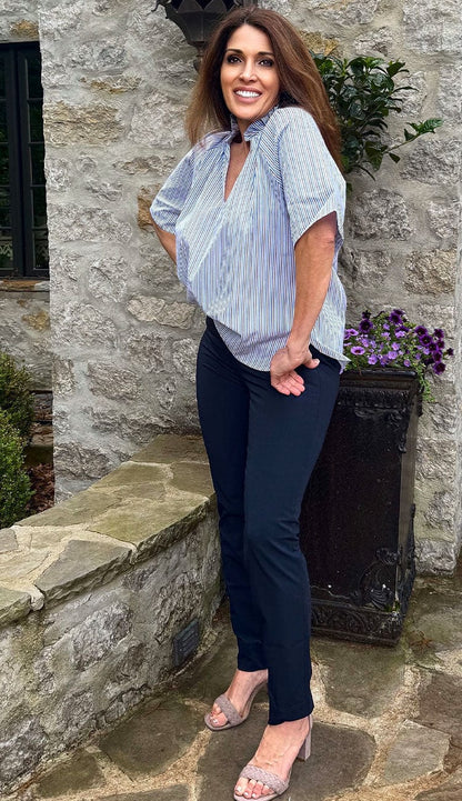 Penny Pants by Raffaello Rossi in Navy BLUE WITH STRIPE MARGOT TOP - Paula and Chlo