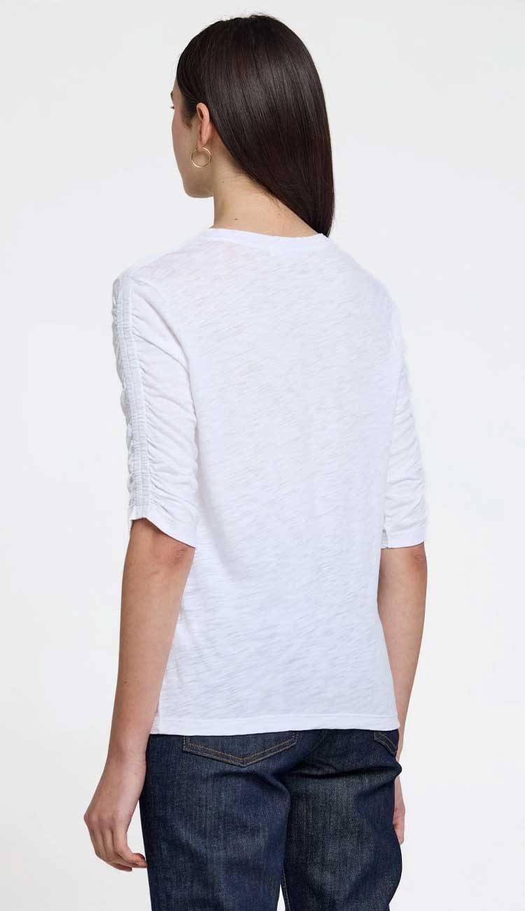 Ruched Half Sleeve Tee by Goldie in white back view at Paula & Chlo