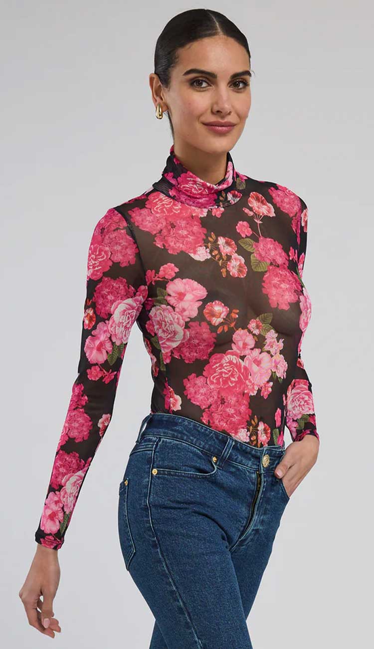  Tyla Floral Mesh Top in Black Floral Fantasy by generation love - paula and chlo
