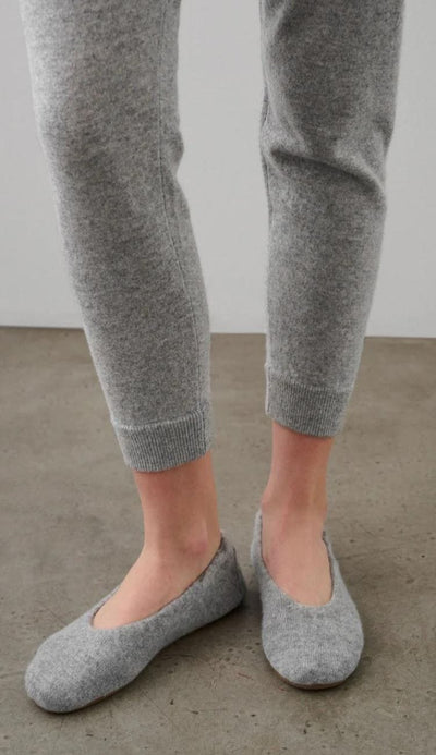 white and warren ballet slippers in grey heather 100% cashmere  slippers