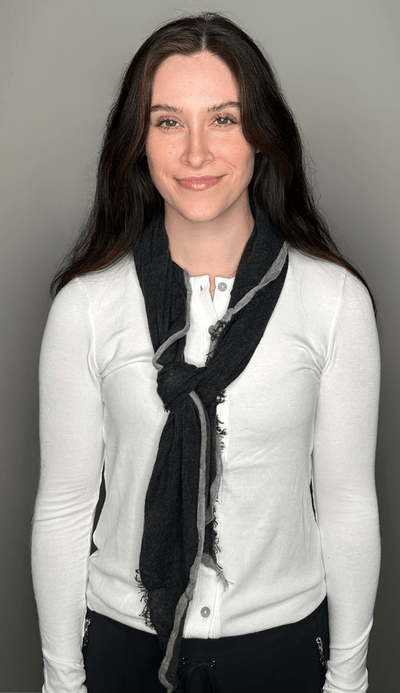Grisal Cascade Mini Scarf in Charcoal with Heather Grey Trim - Paula and Chlo