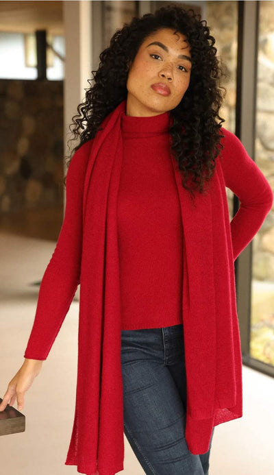 Breezy Travel Wrap by Alashan Cashmere at Paula and Chlo in RED VELVET