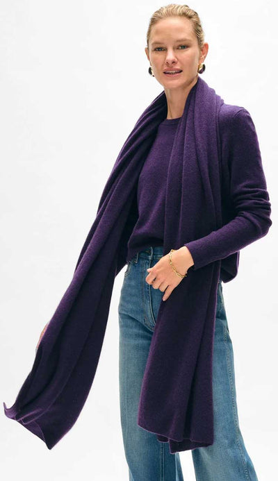 midnight violet white and warren cashmere travel wrap - paula and chlo 