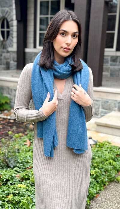 Artic Blue 100% cashmere travel wrap by white and warren at Paula & Chlo