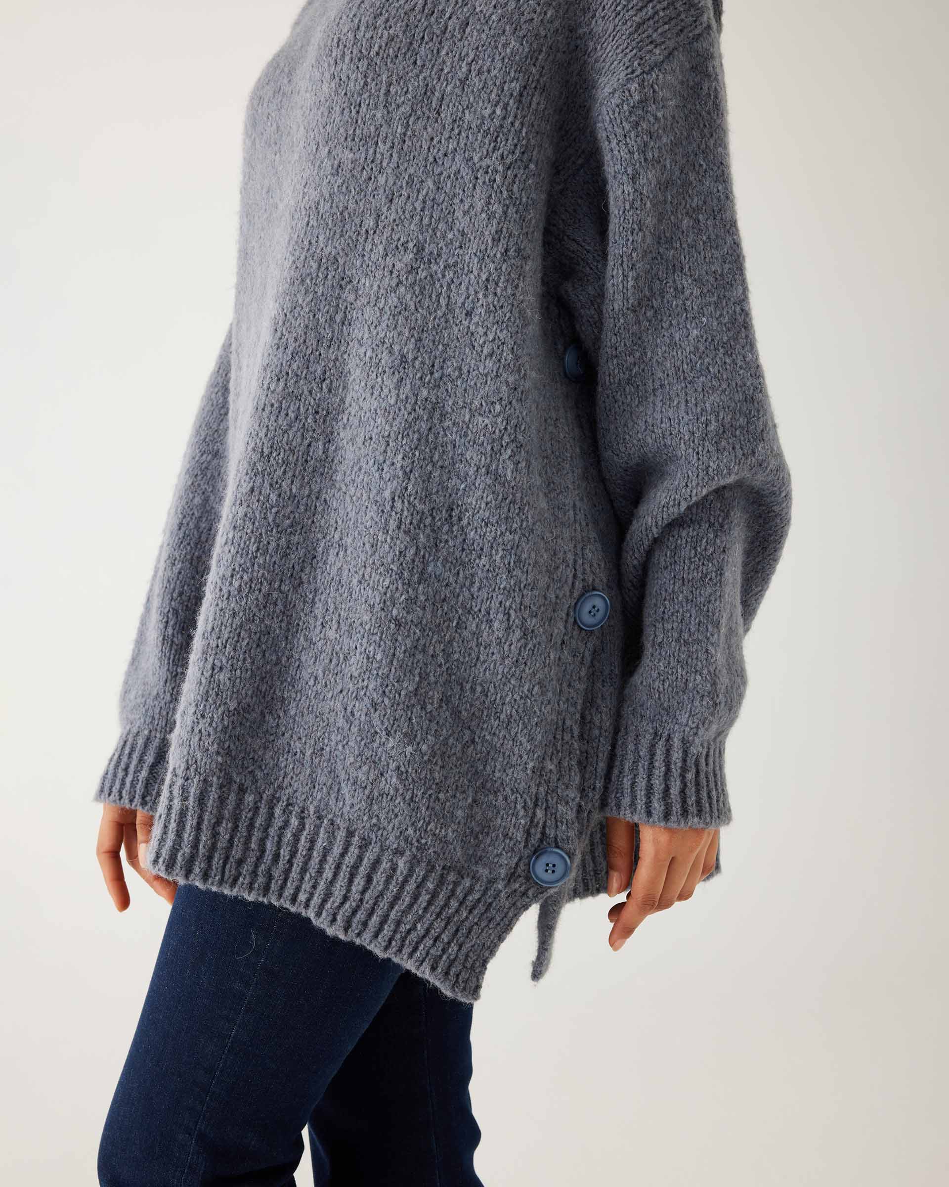 bari sweater in grey blue on woman