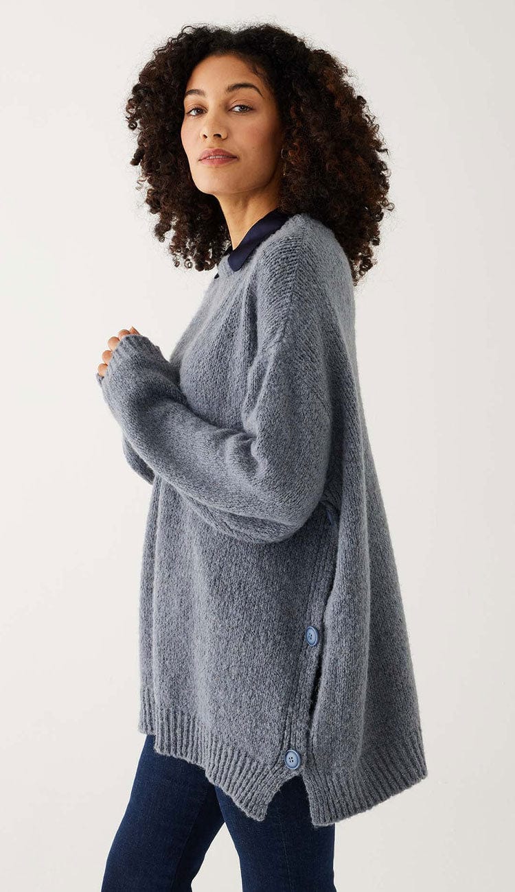 bari sweater in grey blue on woman