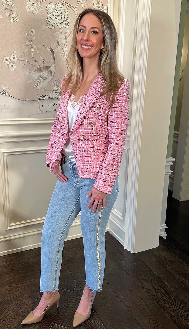 Baylor Denim Pants by Generation Love at Paula & Chlo with the Eliza Tweed Pink Melange Blazer.